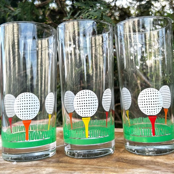 Vintage 19th Hole Golfing Green Tee highball Beverage Cocktail Beer Glasses - Picture 8 of 9